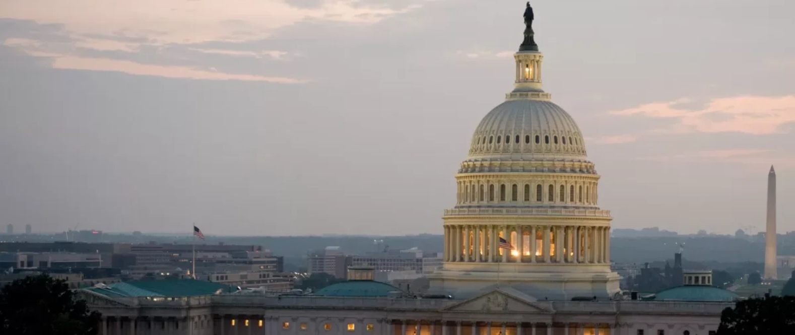 United States Capitol at dusk